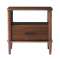 Transitional Solid Wood Spindle Nightstand Walnut Walnut Metal Pine