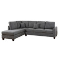 2 Pcs Sectional In Ash Black Dark Gray Fabric 4 Seat