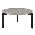 Living Room Coffee Table: Modern And Stylish 36 Inch Round Small Coffee Table, Imitation Marble Tabletop With Rubber Wood Solid Wood Legs, Wooden Coffee Table, Living Room, Office, Home Black Gray