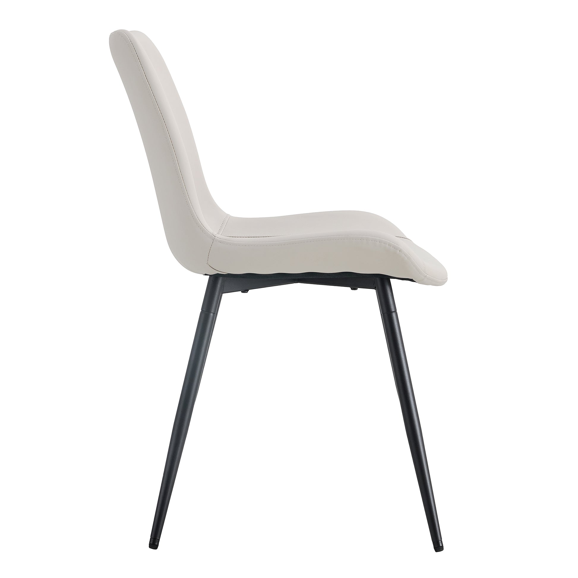 White Artificial Leather Backrest Cushion Dining Chair, Black Metal Legs, Curved Widened Cushion Design For More Comfort, Suitable For Restaurants, Kitchens, Bedrooms, Offices. 6 Chairs 0502 White Black Faux Leather