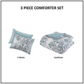 3 Piece Floral Printed Cotton Comforter Set Blue King Cal King King Blue Cotton