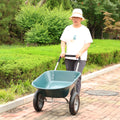 Wheel Barrow Two Wheeled Trolley For Green Garden 15 Inch Pneumatic Wheel Wb1001Gn Green Abs Steel Q235