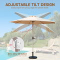 9Ft Patio Umbrella, Outdoor Table Umbrella With Push Button Tilt And Crank, Uv Protection Waterproof Market Sun Umbrella With 8 Sturdy Ribs For Garden, Deck, Backyard, Pool Beige Beige Round Uv Resistant Umbrellas Aluminium