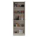 Virginia Double Door Storage Cabinet, Five Shelves 5 Or More Shelves Beige Primary Living Space Shelves Included Modern Mdf Engineered Wood