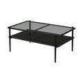 Coffee Table And End Tables Set Of 3, Tempered Glass Table With Mdf Layer, Modern Tables For Living Roomgray Glass Gray Tempered Glass