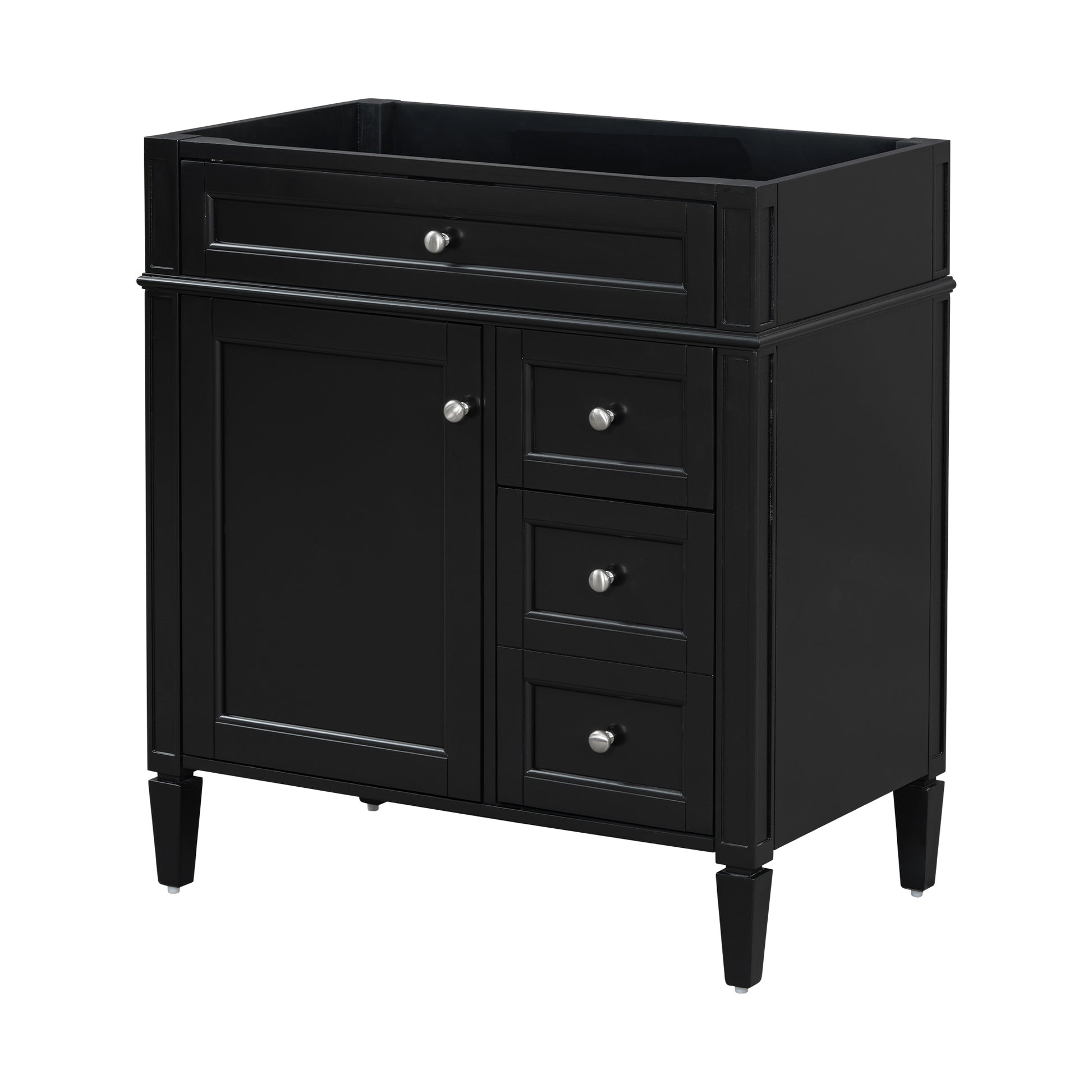 30'' Bathroom Vanity Without Top Sink, Modern Bathroom Storage Cabinet With 2 Drawers And A Tip Out Drawer Not Include Basin Black Bathroom Solid Wood Mdf