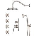 Brushed Nickel Shower System With Handheld And 4 Body Sprays Brushed Nickel Brass