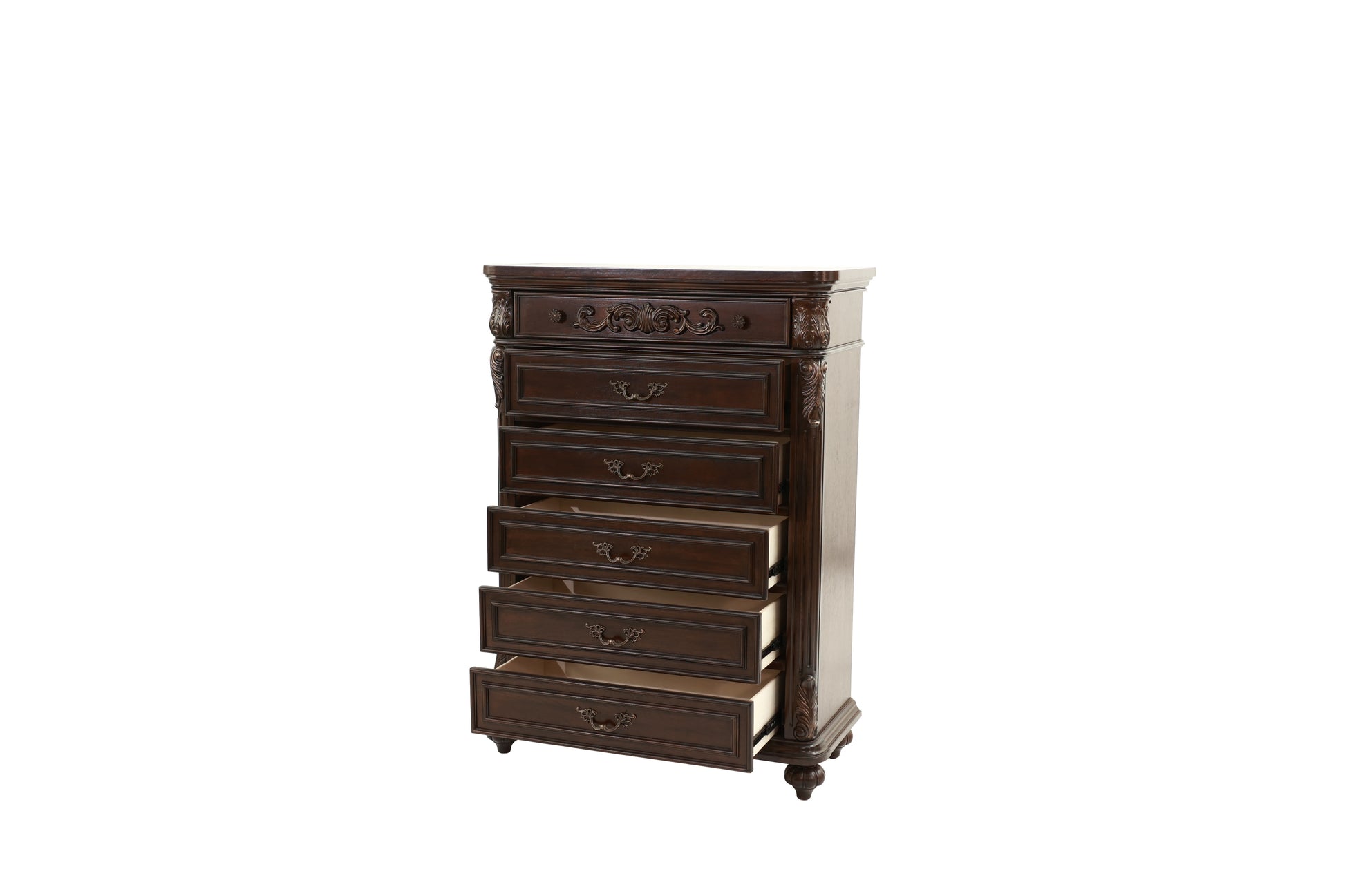 Antique Cherry Antique Walnut Wooden 1Pc Chest Of Drawers Storage Bedroom Furniture Unique Design Walnut Bedroom American Traditional,Traditional,Vintage Particle Board Mdf