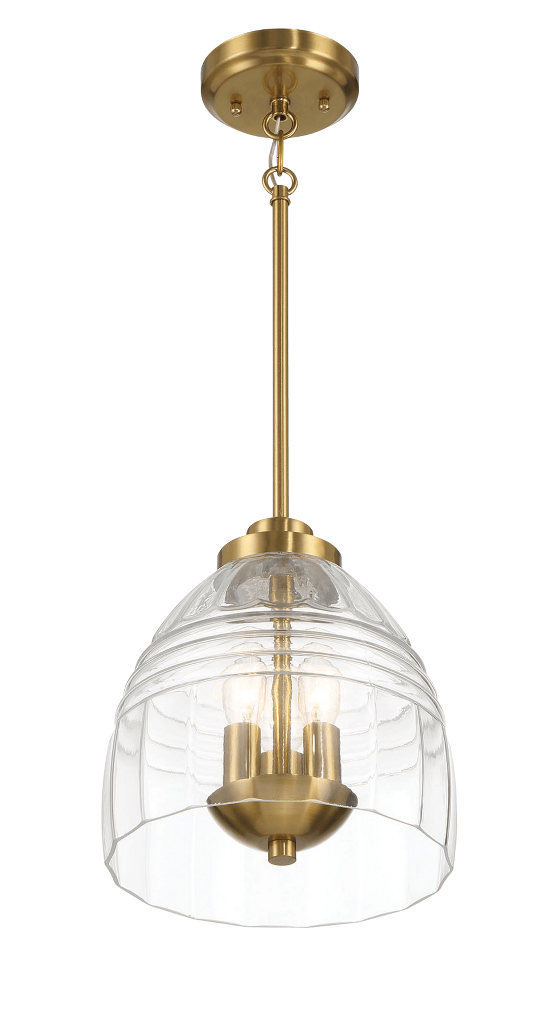 Ember Three Candle Lights Chain Pendant With Clear Glass Satin Brass Clear,Gold Ceiling Lights Brass,Glass