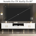 71'' Modern Tv Stand With 2 Cabinets& Open Compartments, Entertainment Center For Tvs Up To 80'', Television Console For Living Room, Bedroom, Home Theatre White Black Primary Living Space 70 79
