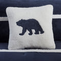 Plush To Sherpa Comforter Set Queen Navy Polyester