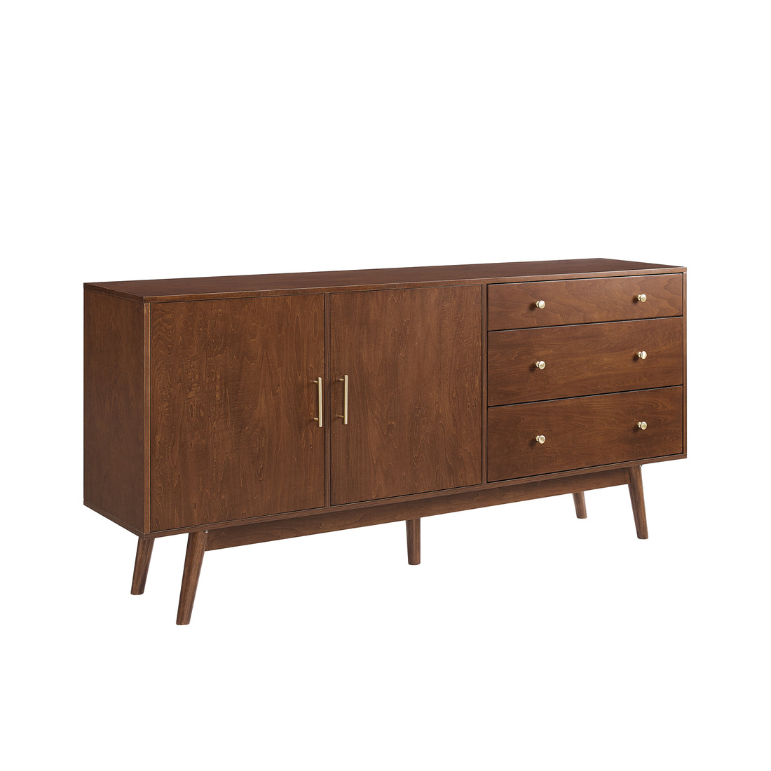 Mid Century Modern Minimalist 2 Door Sideboard Walnut Walnut Mdf