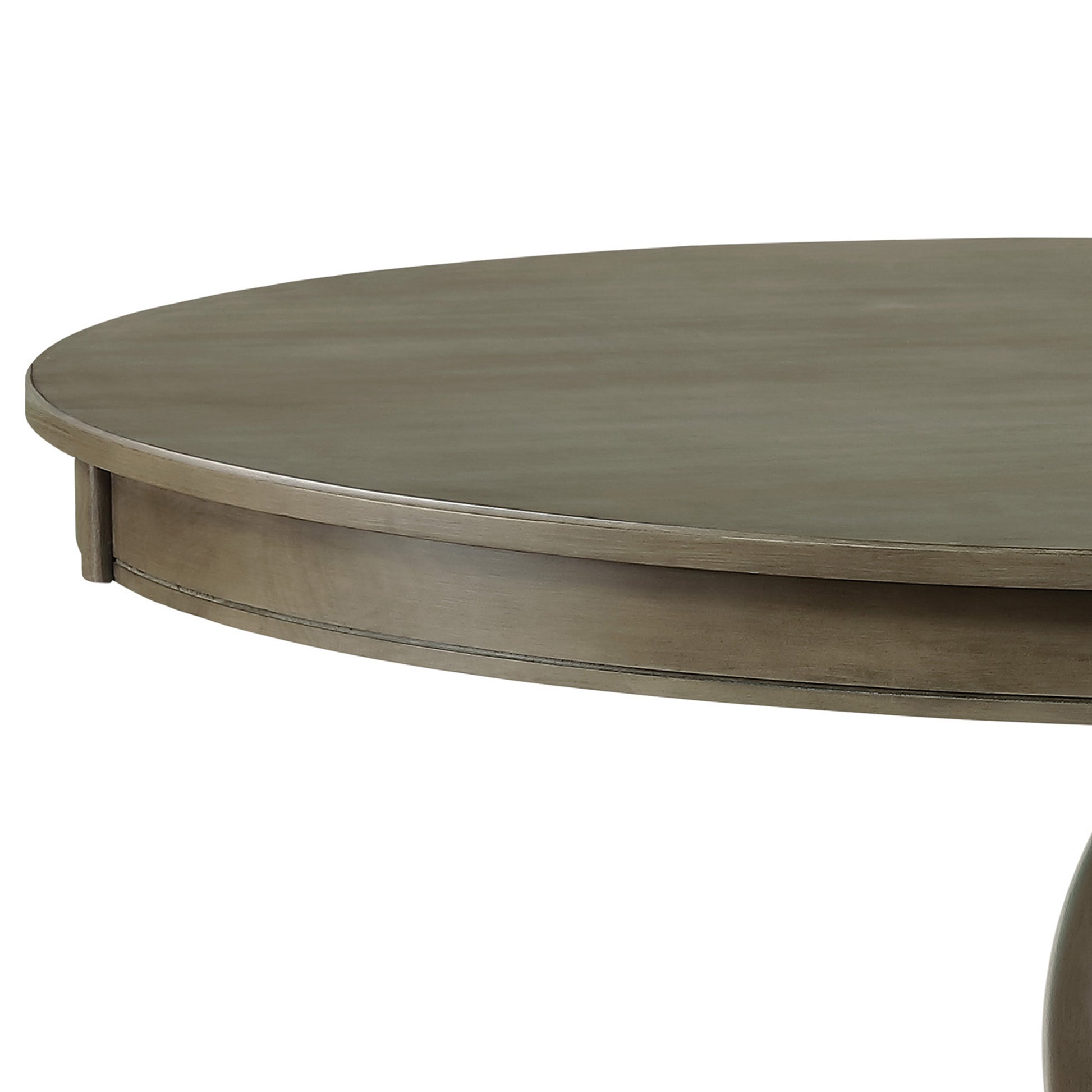 Transitional Style Round Dining Table With Pedestal Base, Oak Gray Gray Solid Wood