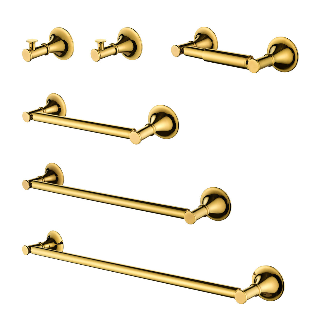 6 Piece Brass Bathroom Towel Rack Set Wall Mount Gold Brass