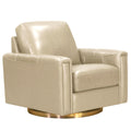 Hayward Swivel Leather Chair Ivory White Memory Foam Genuine Leather
