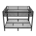 Metal Queen Over Queen Bunk Bed For Teens And Adults,Space Saving Noise Reduced No Box Spring Needed, Black Box Spring Not Required Queen Black Metal
