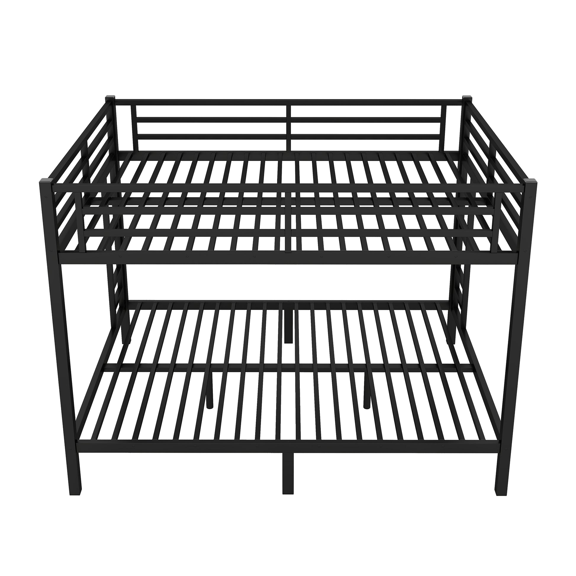 Metal Queen Over Queen Bunk Bed For Teens And Adults,Space Saving Noise Reduced No Box Spring Needed, Black Box Spring Not Required Queen Black Metal