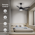 Modern Ceiling Fan With Light And Remote Control, 52 Inch Airflow Cool Airflow Warm, 5 Reversible Blades, Dimmable Led Light,For Living Room And Bedroom Black Modern Plywood