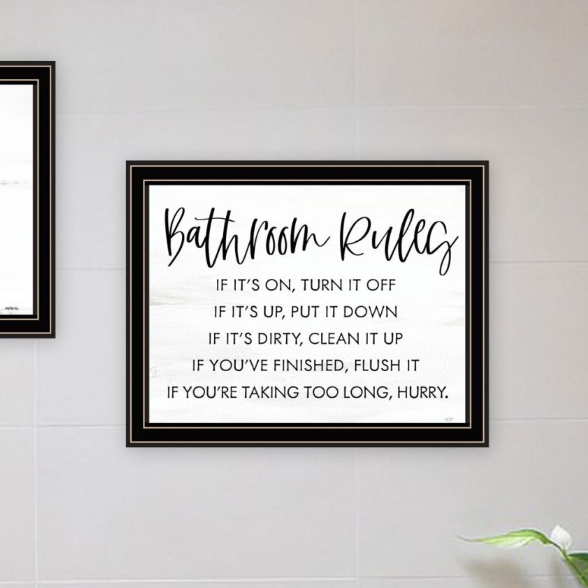 "Bathroom Rules" Framed Wall Art For Bathroom, Wall Art Print For Home Decor, Bathroom Wall Art By Imperfect Dust Multicolor Wood Paper