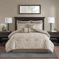 8 Piece Jacquard Comforter Set Tan Ivory Queen Queen Tan Ivory Polyester