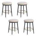 24.75'' Modern Counter Stools Set Of 4,White Counter Stools With Iron Frame,Sponge Cushion,Footrest,Suitable For Kitchen Bedroom Dining Room. Iron White Kitchen Sponge Round Contemporary Set Of 4 Or