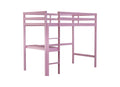 Twin High Loft Bed, Rubber Wood Loft Bed With Safety Guardrail, Built In Desk, Ladder,Pink Twin Pink Abs Rubber Steel Q235 ,Rubber Wood