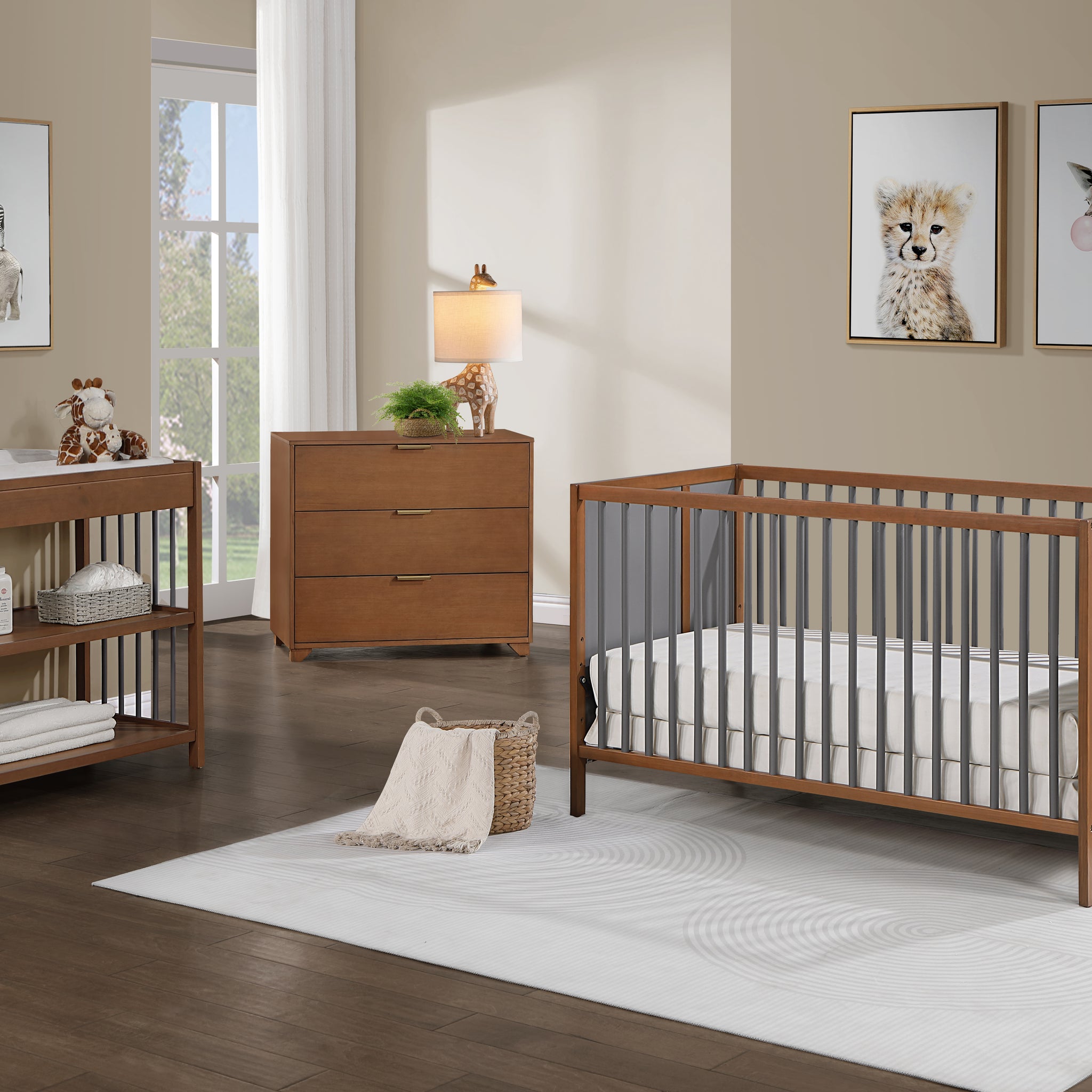 Pixie Finn 3 In 1 Crib In Walnut Charcoal Walnut Brown Wood