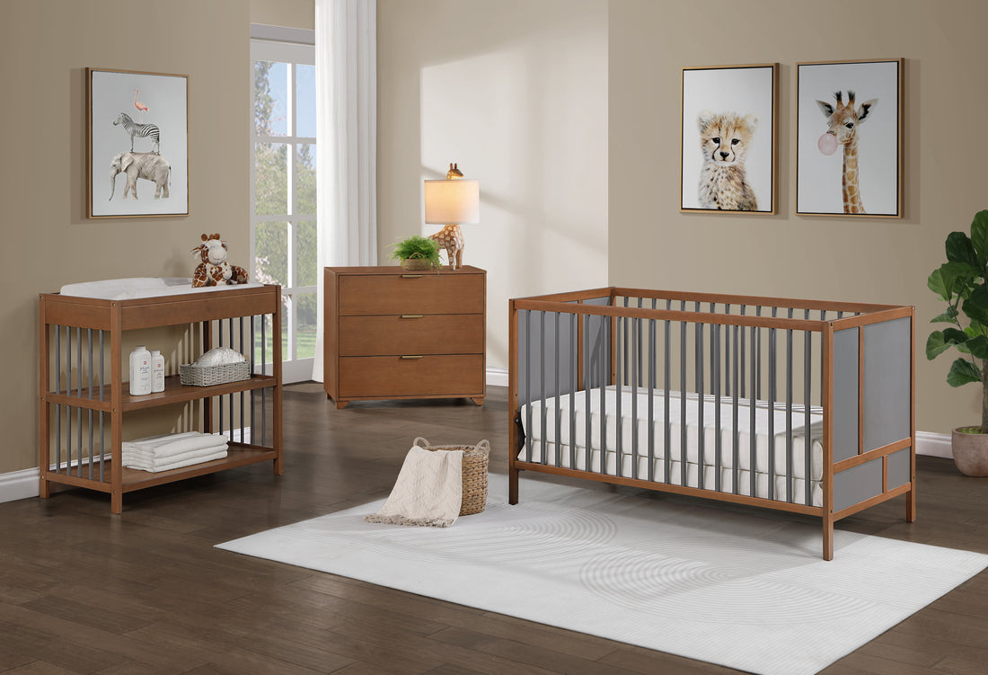 Pixie Finn 3 In 1 Crib In Walnut Charcoal Walnut Brown Wood