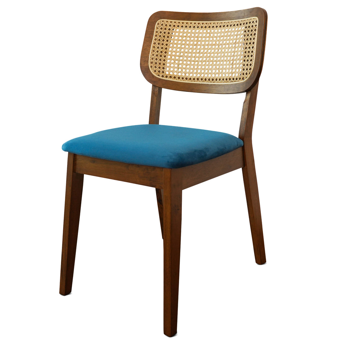 Kaden Navy Blue Velvet Dining Chair Set Of 2 Solid Blue,Brown,Light Blue,Light Brown Brown Dining Room Foam Wipe Clean Mid Century Modern Dining Chairs Set Of 2 Foam Solid Wood,Velvet,Wicker