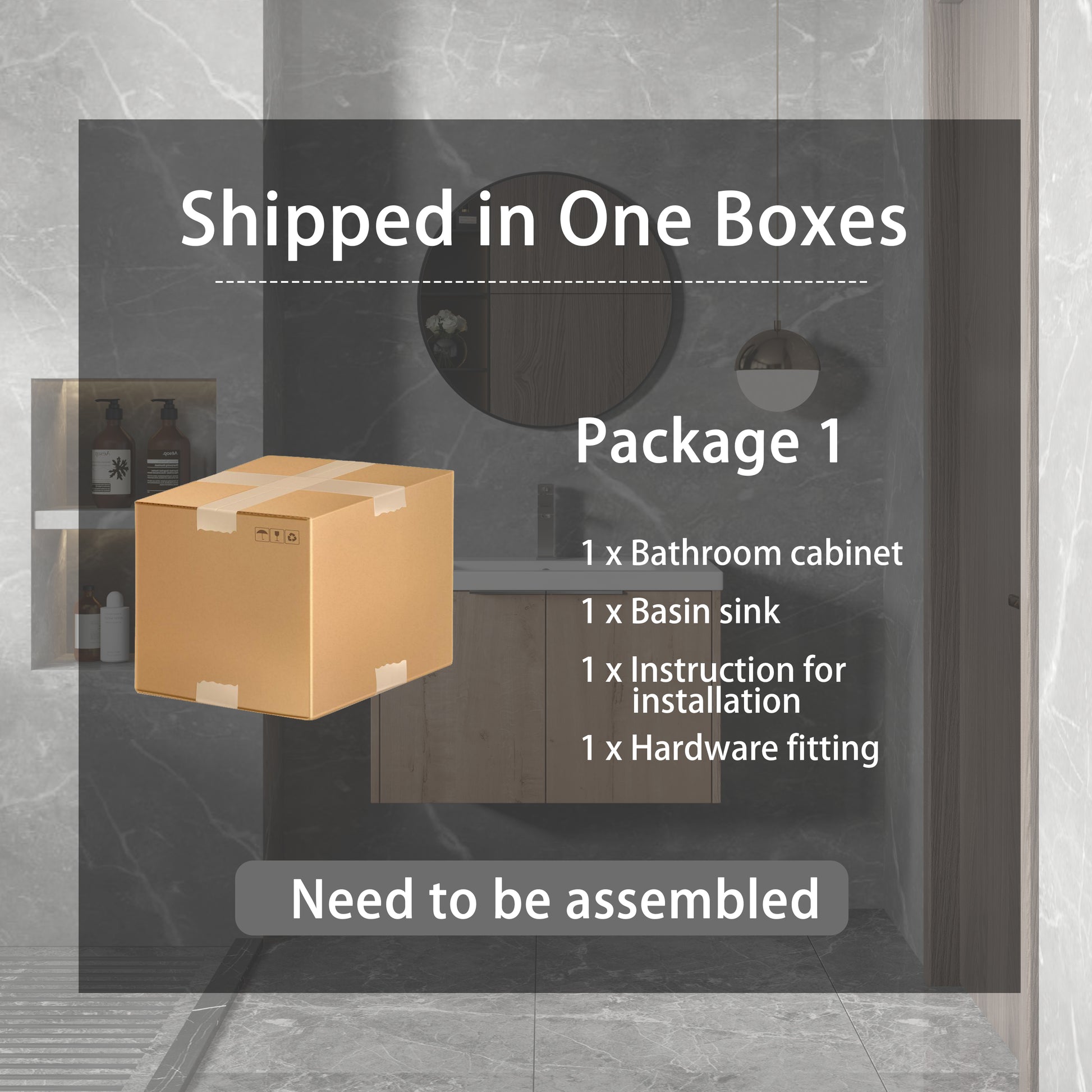 30" Wall Mounted Bathroom Vanity With Sink And Side Cabinet, Soft Close Doors,00112Imo 00630Imo Combination Cabinet Kd Packing Imitative Oak Bathroom Modern Plywood Plywood