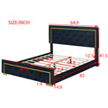 Queen Size Upholstered Platform Bed With Pull Point Headboard And Metal Wire Frame At The Head And Foot Of The Bed, Metal Feet, Velvet, Black Queen Black Mdf Lvl
