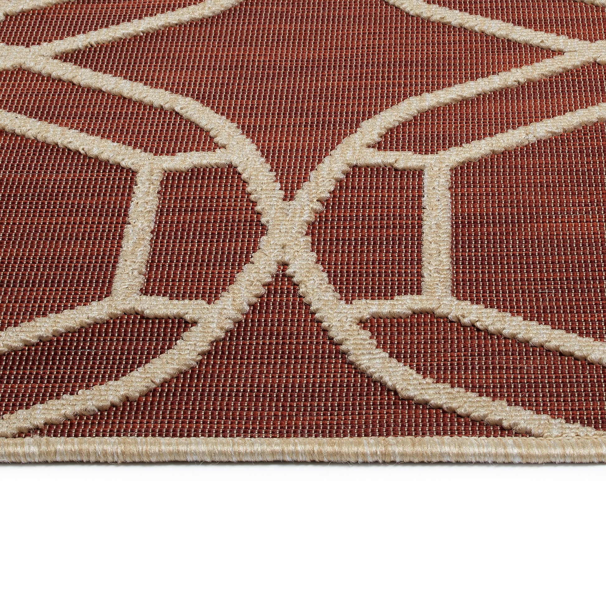 Contemporary, Transitional, Geometric, Textured, High Low Cut & Loop 2' X 3' Rectangle Throw Rug Red Polypropylene