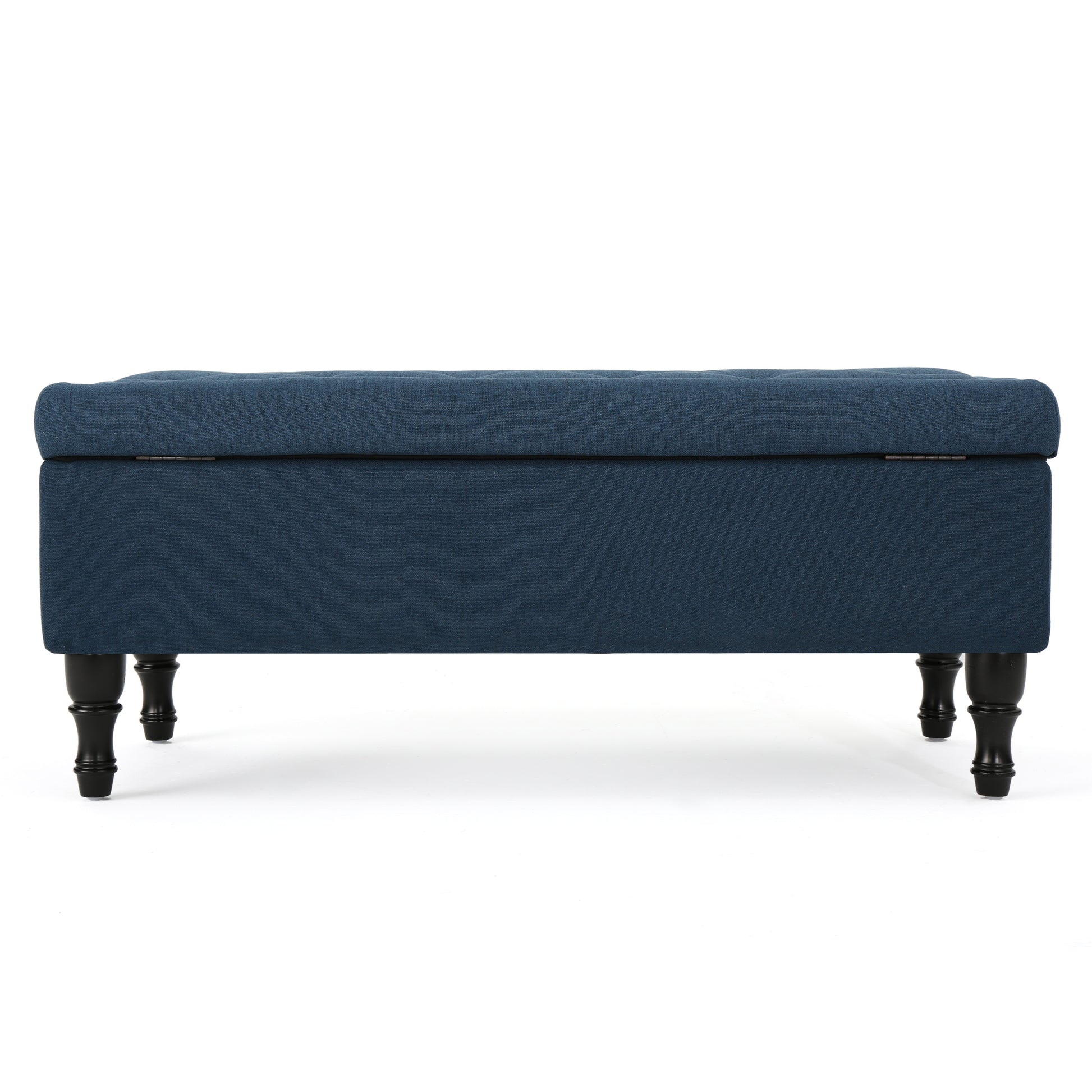 Hyatt Storage Ottoman Navy Blue Fabric