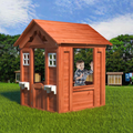 Wooden Kids Playhouse With 2 Windows And Flowerpot Holder,42