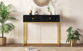 Modern Sleek Console Table Two Drawers With Stripe Design For Living Room And Entryway Black Black Mdf