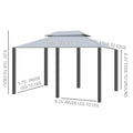 Outsunny 10' X 13' Patio Gazebo, Outdoor Gazebo Canopy Shelter With Curtains, Vented Roof, Steel Frame For Garden, Lawn, Backyard And Deck, Sage Gray Black Steel