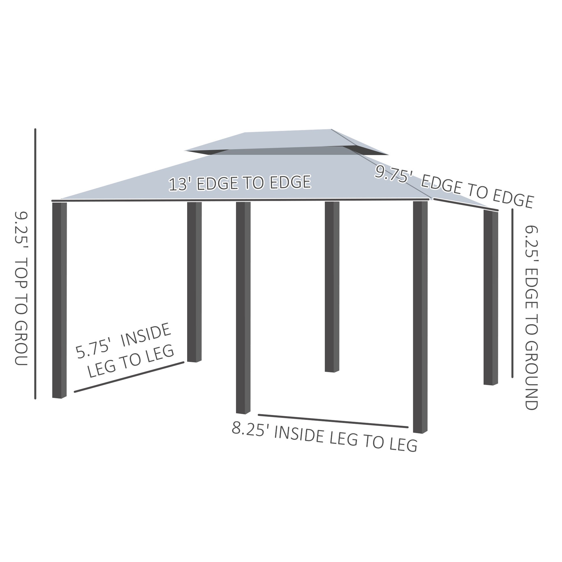 Outsunny 10' X 13' Patio Gazebo, Outdoor Gazebo Canopy Shelter With Curtains, Vented Roof, Steel Frame For Garden, Lawn, Backyard And Deck, Sage Gray Black Steel