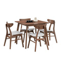 1 Table With 4 Chairs Wooden Dining Table Set, Modern Simple Design Square Kitchen Table And Fabric Upholstered Dining Chairs For Dining Room, Kitchen, Saving Space,Walnut Walnut Solid Wood Mdf