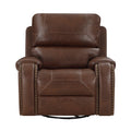 Swivel Glider Reclining Chair Brownfaux Leather Upholstered Traditional Trim 1Pc Modern Living Room Furniture Brown Faux Leather Wood Primary Living Space Modern Plywood,Solid Wood