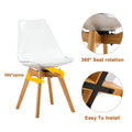 Modern Chairs Can Rotate 360 Degrees. The Backrest Is Made Of Pet Material, The Seat Cushion Is Made Of Pu Material, And The Support Legs Are Made Of Oak. Set Of 4 White Wood