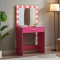 Vanity Desk With Mirror And Lights, Dressing Table With Large Drawer, 1 Level Storage Dresser & 3 Lighting Modes Adjustable Brightness, Suitable For Bedroom Pink Pink Particle Board