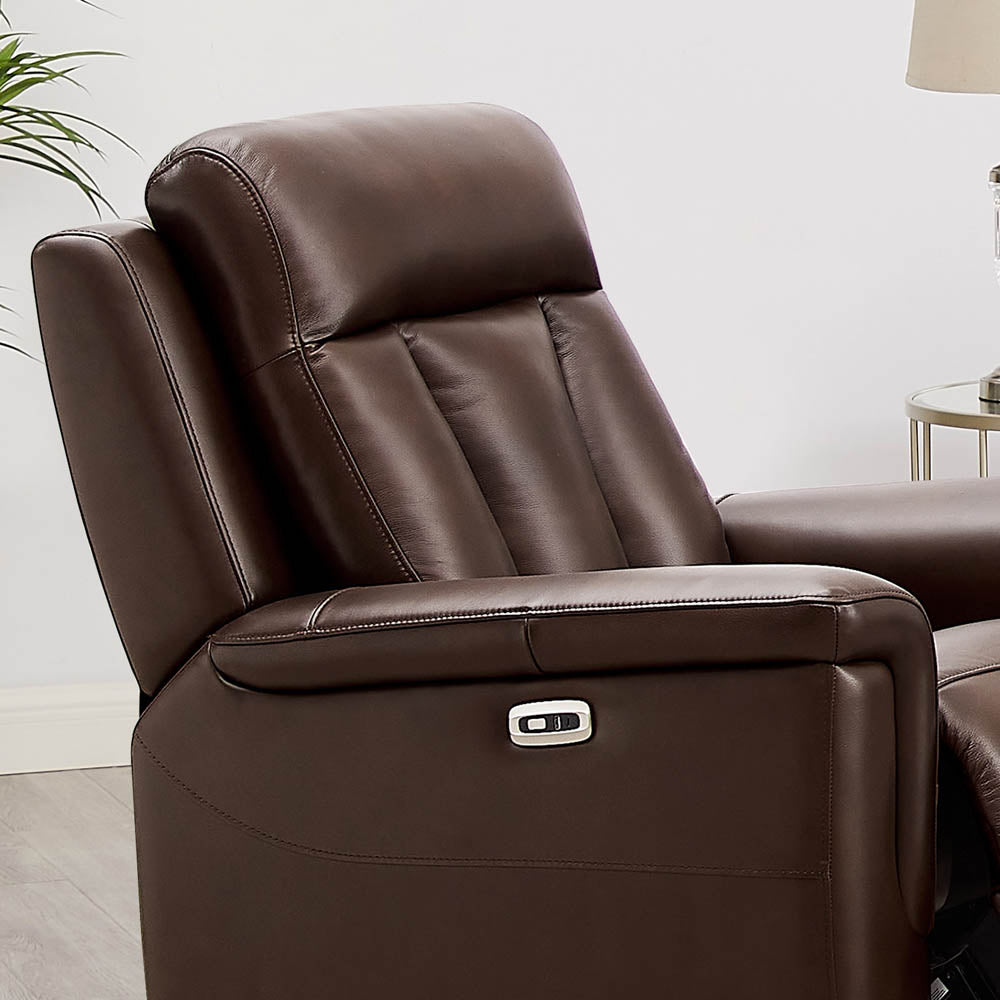 Rhapsody Power Zero Gravity Recliner Chestnut Memory Foam Genuine Leather