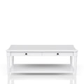 White Finished Cocktail Table With Two Storage Drawers And Casters White Solid Wood Mdf