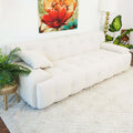 Brampton Mid Century 90 Inch Cream Velvet Sofa Cream,White Nature Velvet Wood Primary Living Space Medium Firm Tufted Back Mid Century Modern Foam Solid Wood,Velvet 3 Seat