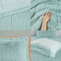 Shaggy Long Fur Comforter Mini Set Queen Blue Polyester