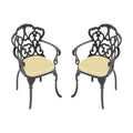 Cast Aluminum Patio Dining Chair 2Pcs With Black Frame And Cushions In Random Colors Yes Complete Patio Set Black Rust Resistant Frame Water Resistant Cushion Garden & Outdoor Complete Patio Sets Aluminium