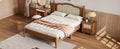 3 Pieces Bedroom Set With Queen Size Wooden Bed Frame, 1 Vintage Nightstand And 1 Makeup Vanity Set With Stool,Walnut Queen Walnut 3 Piece Set Wood