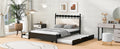 Queen Size Wooden Storage Platform Bed, With 2 Big Drawers, T Size Trundle ,Espresso Queen Espresso Plywood