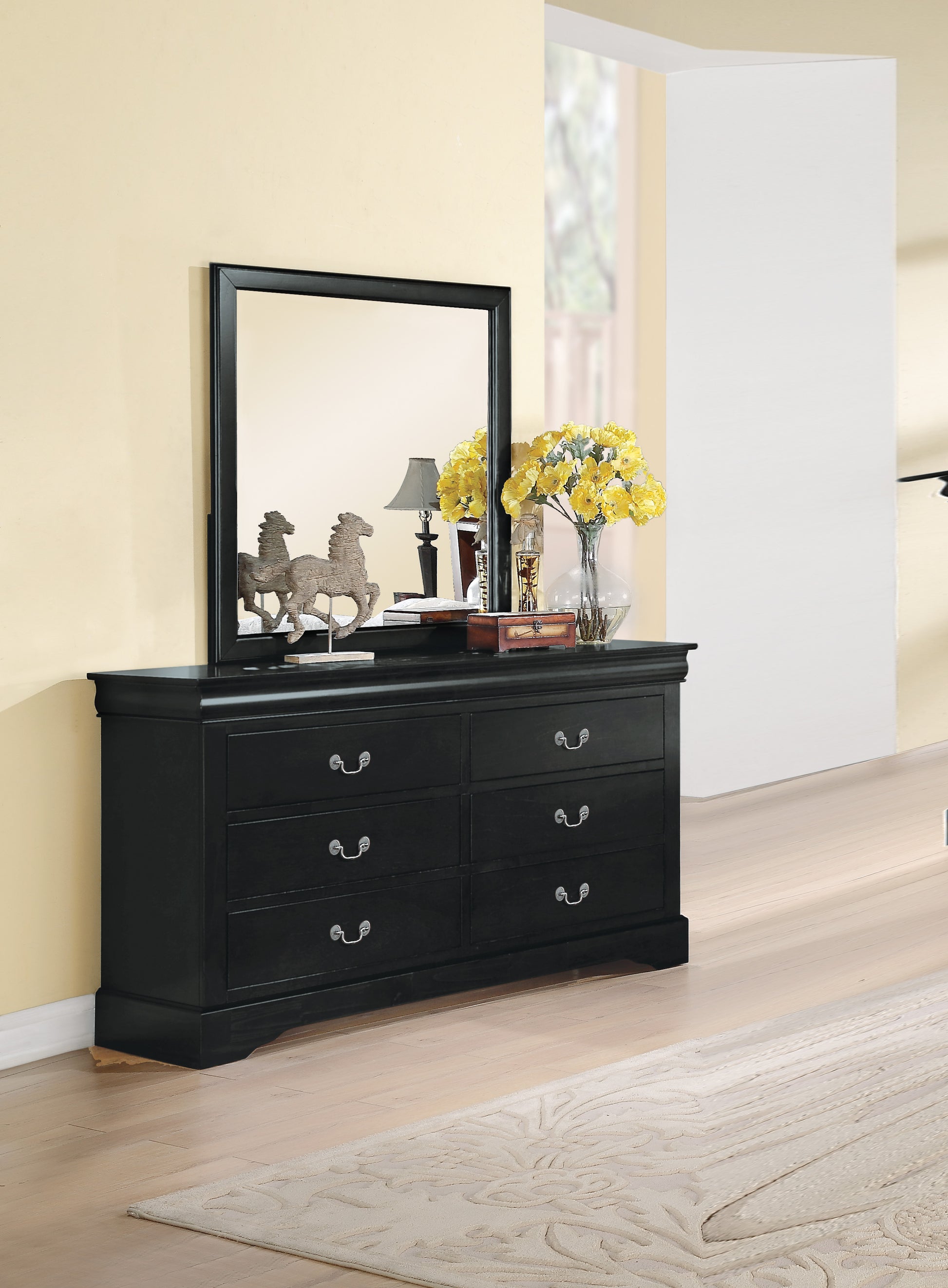 Louis Philippe Iii Black Finish Dresser Black Synthetic Wood