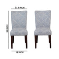 Wooden Parson Dining Chairs With Floral Patterned Fabric Upholstery, Blue And White, Set Of Two Blue Wood Fabric